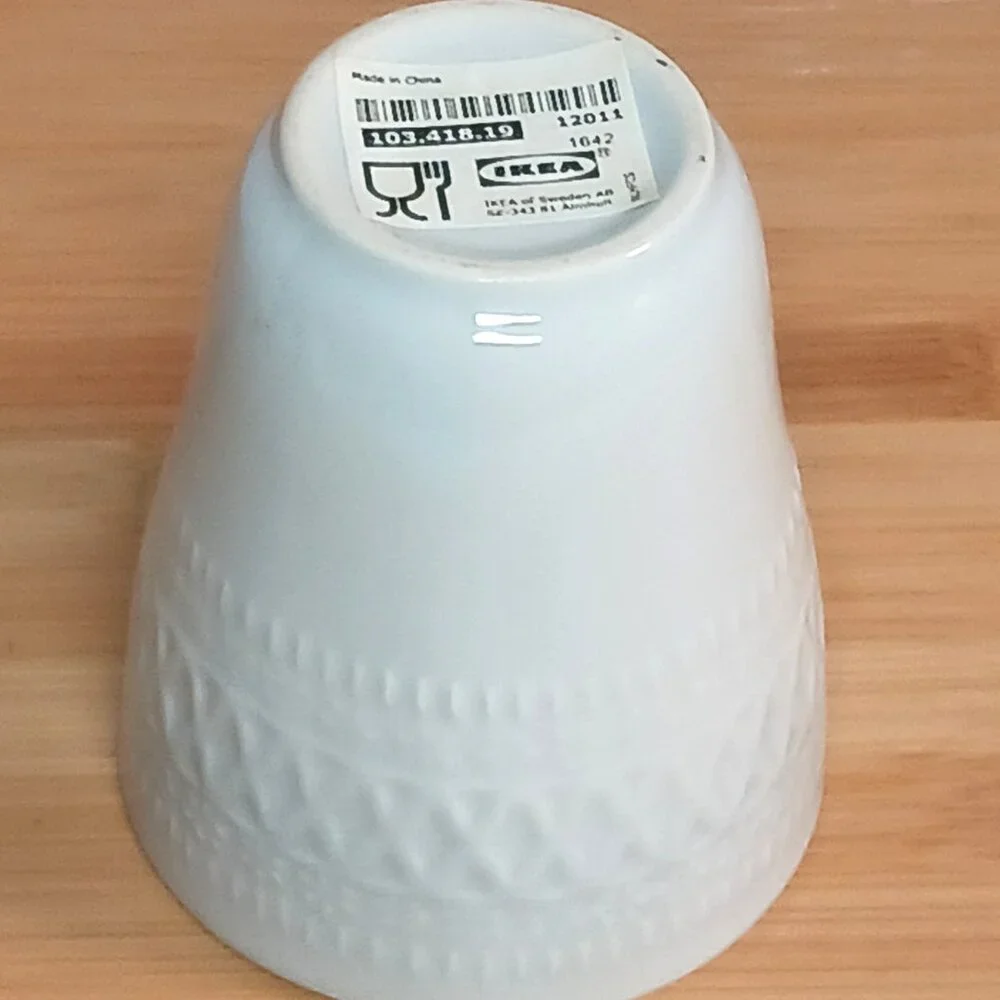 IKEA Sommar 2017 Embossed Lace 8oz Porcelain Cup Light Gray Glazed 103.418.19